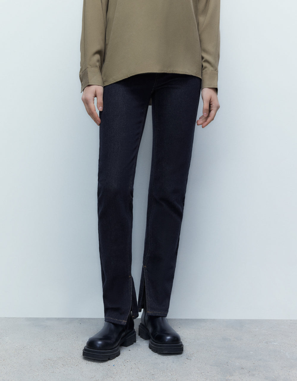 Mid-Waist Straight Jeans