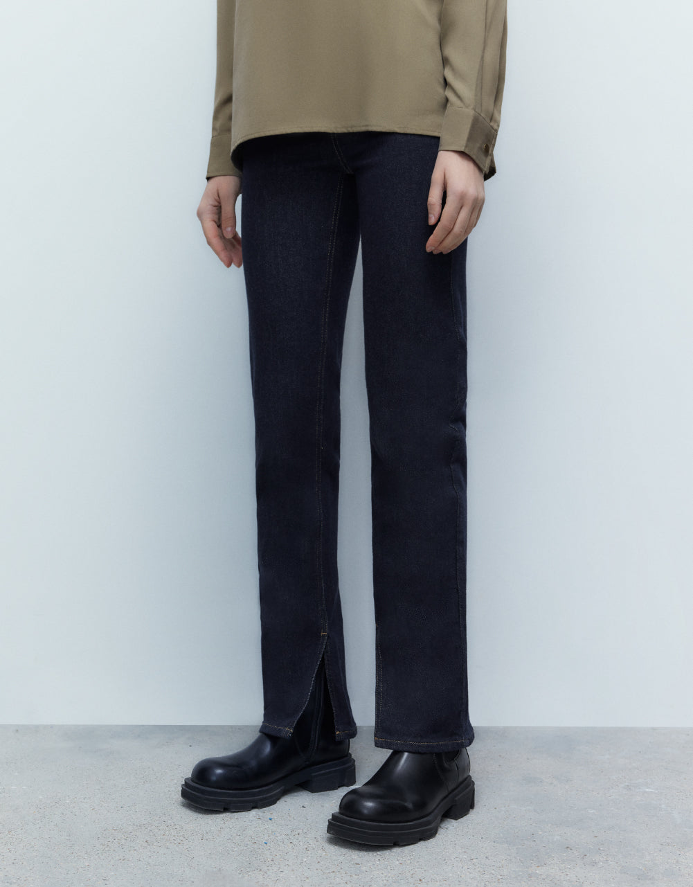 Mid-Waist Straight Jeans