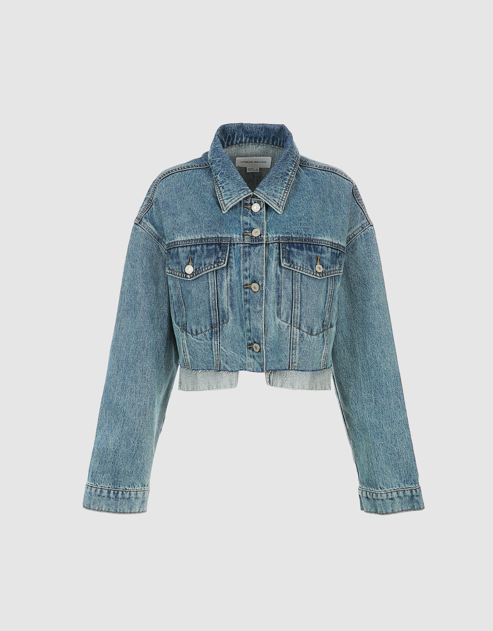 Cropped Free Edge Denim Jacket
