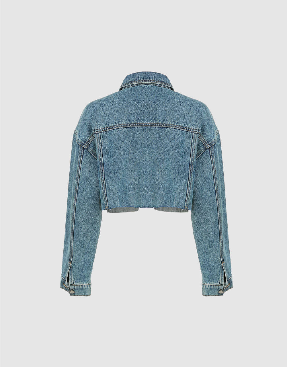 Cropped Free Edge Denim Jacket