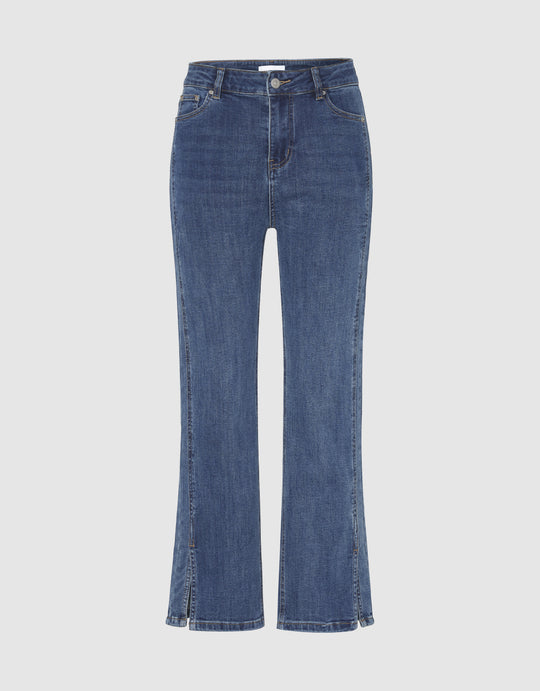 Slit Hem Straight Jeans