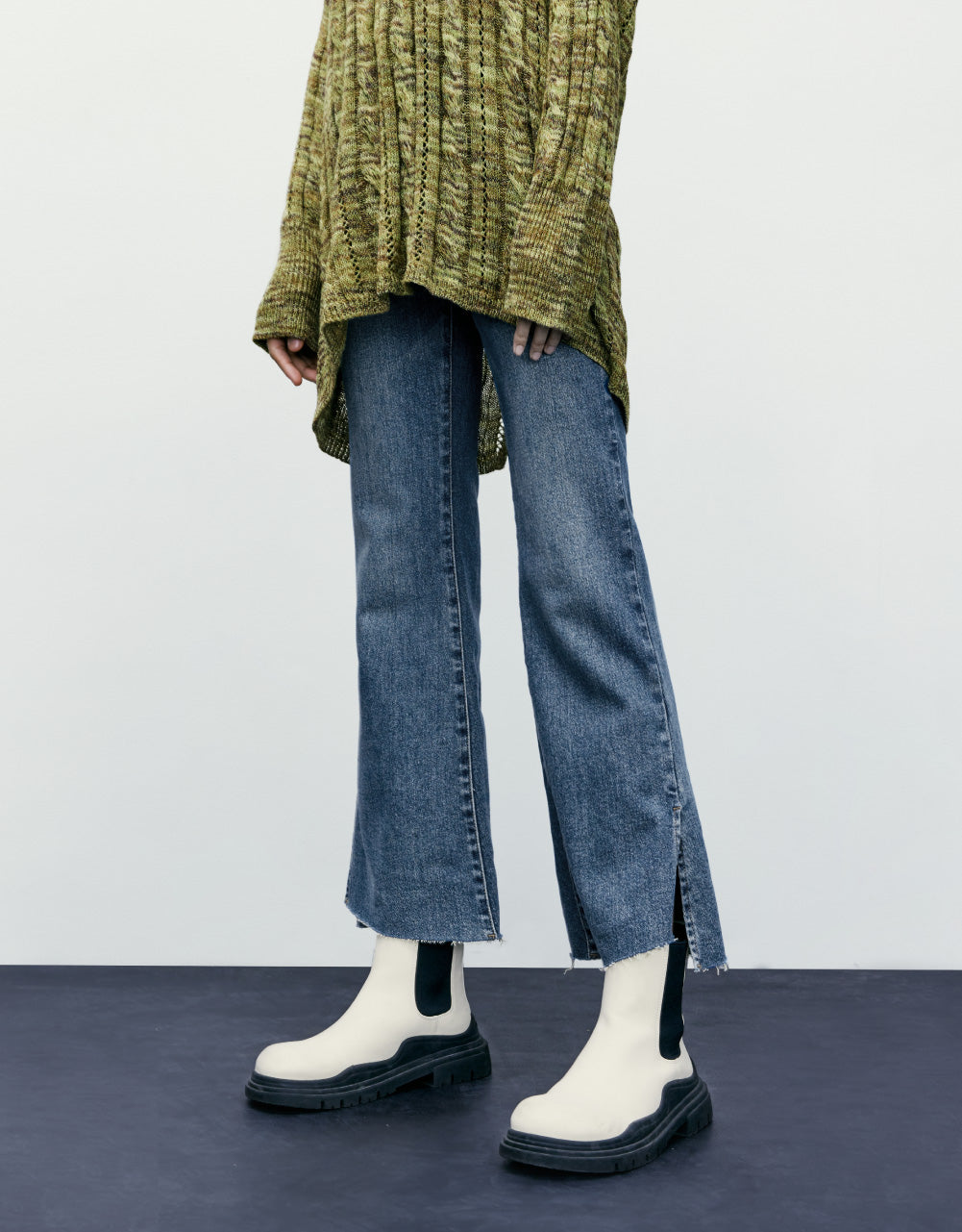 Asymmetric Hem Flare Jeans