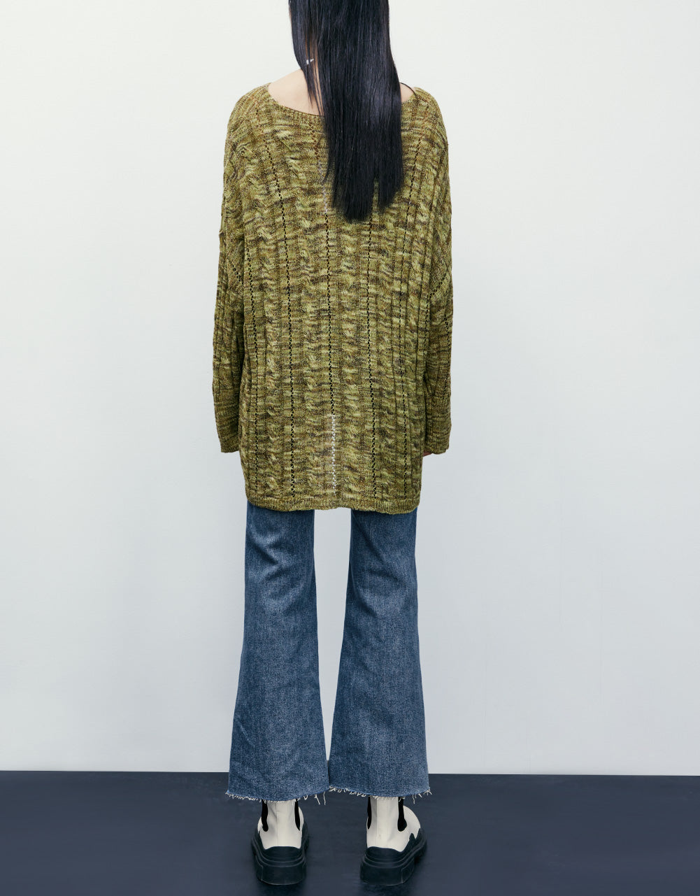 Asymmetric Hem Flare Jeans