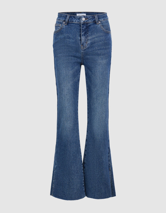 Asymmetric Hem Flare Jeans