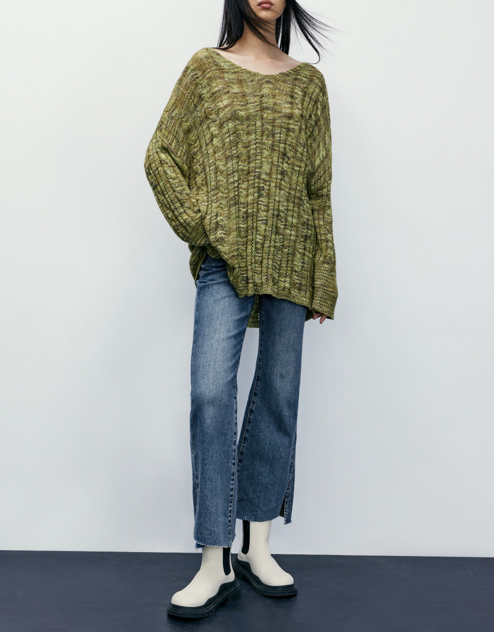 Asymmetric Hem Flare Jeans
