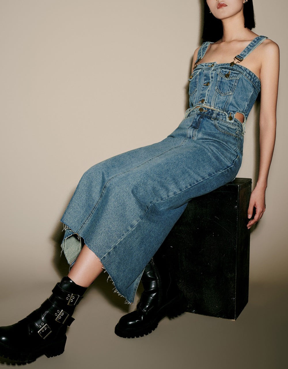 2 In 1 Denim Pinafore Dress