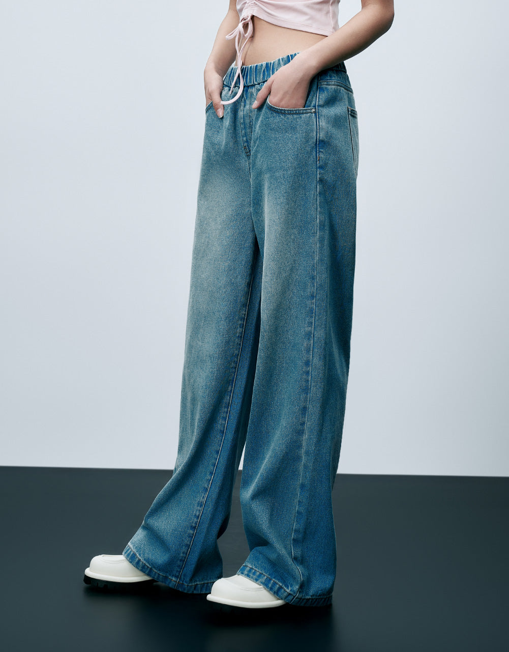 Elastic Waist Oversized Jeans