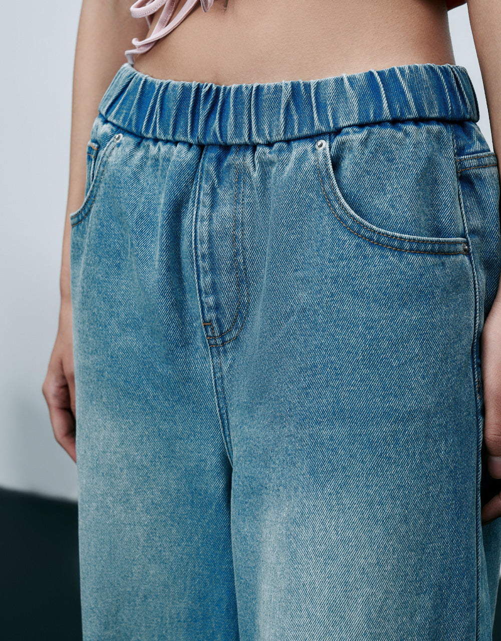 Elastic Waist Oversized Jeans