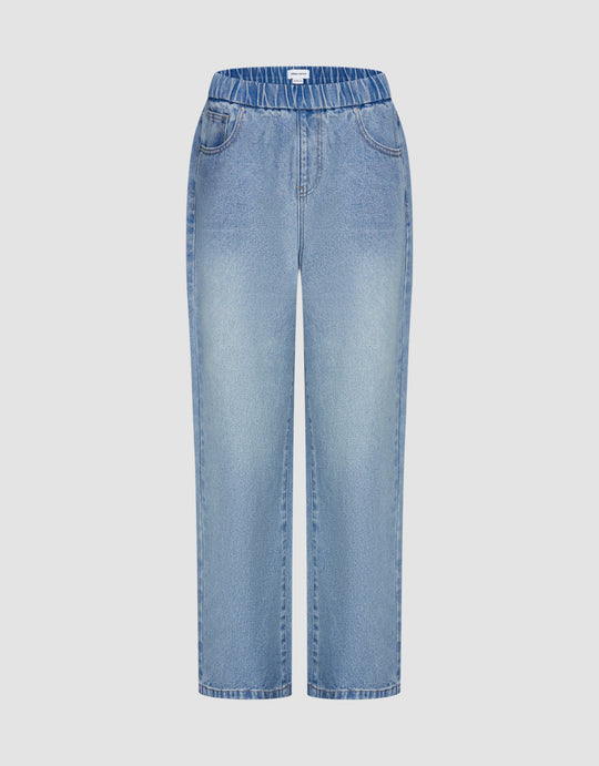 Elastic Waist Oversized Jeans