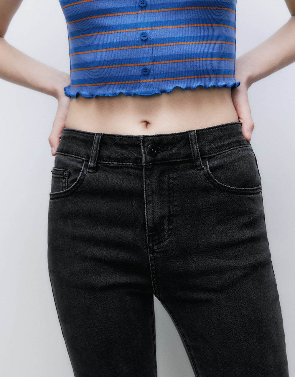 Raw Hem Flare Jeans