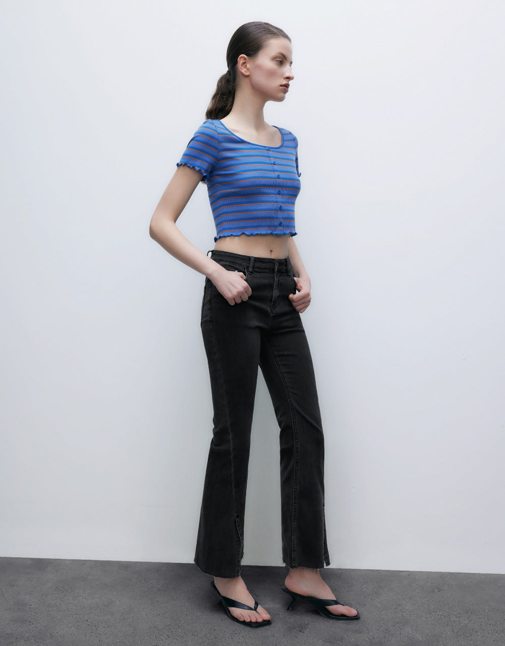 Raw Hem Flare Jeans