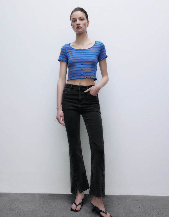 Raw Hem Flare Jeans