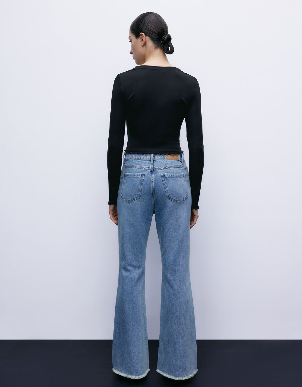 Raw Waist Flare Jeans