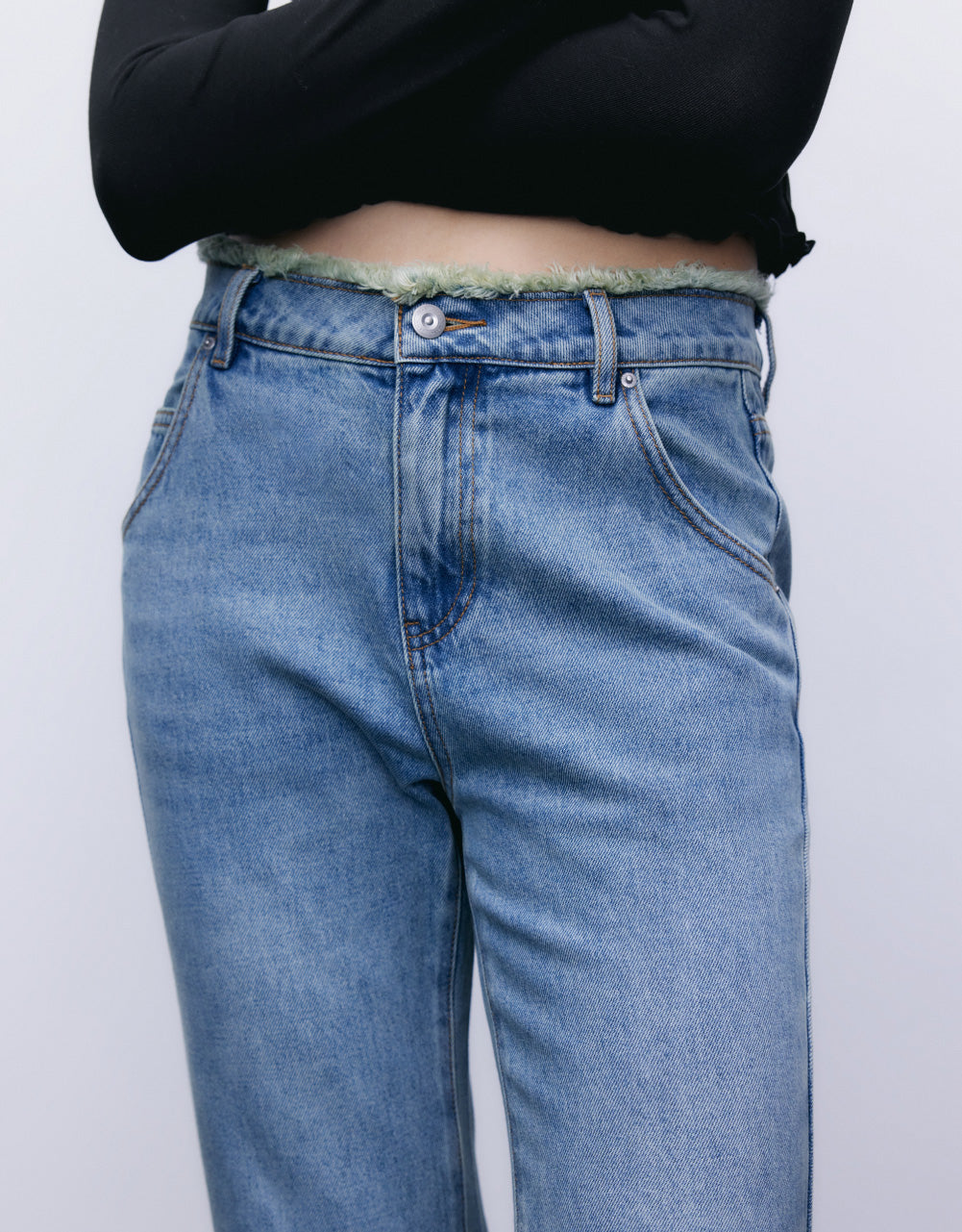 Raw Waist Flare Jeans