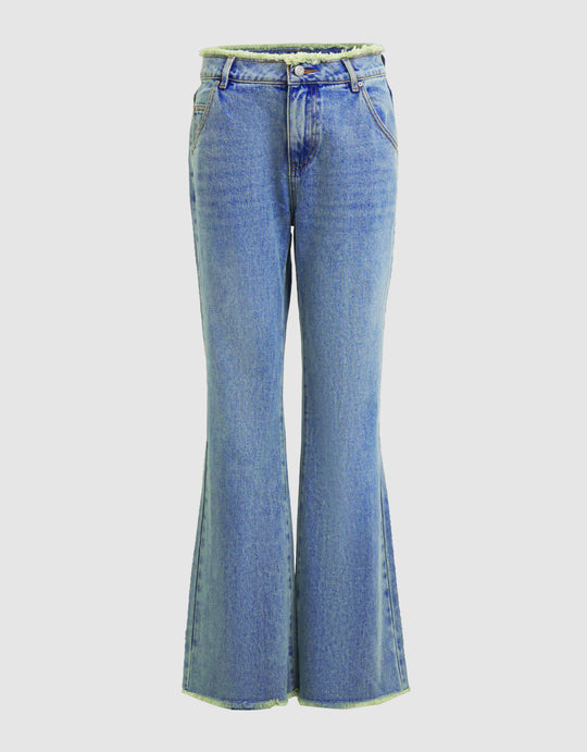 Raw Waist Flare Jeans