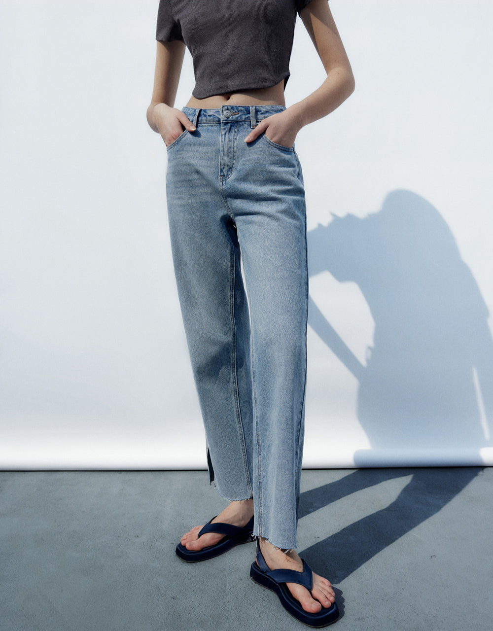 Mid-Waist Straight Jeans