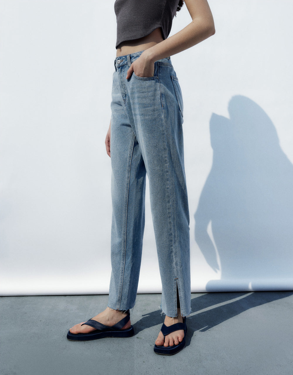 Mid-Waist Straight Jeans