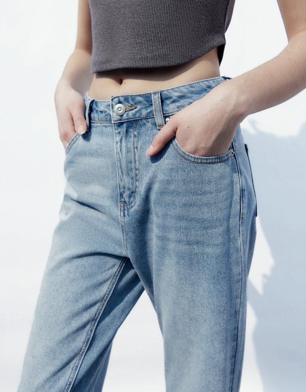 Mid-Waist Straight Jeans