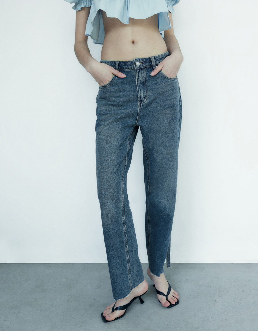 Mid-Waist Straight Jeans