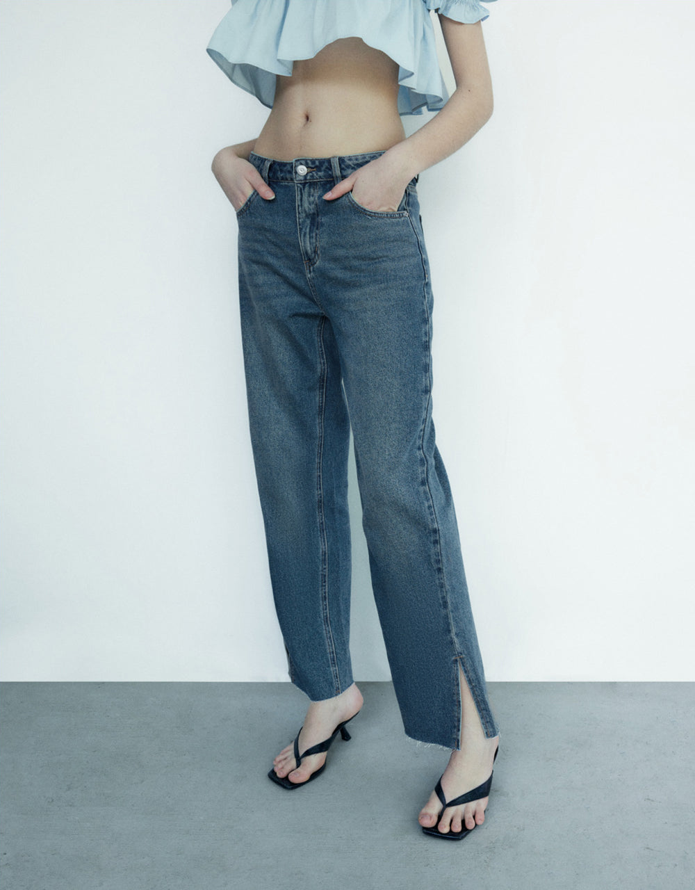 Mid-Waist Straight Jeans
