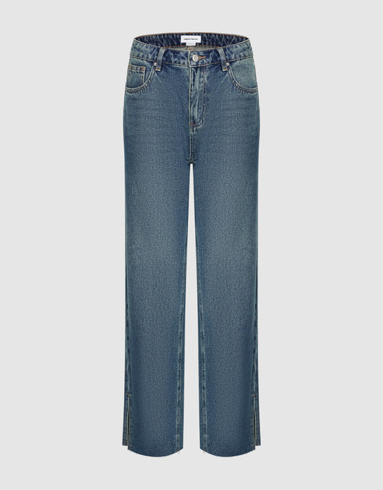 Mid-Waist Straight Jeans
