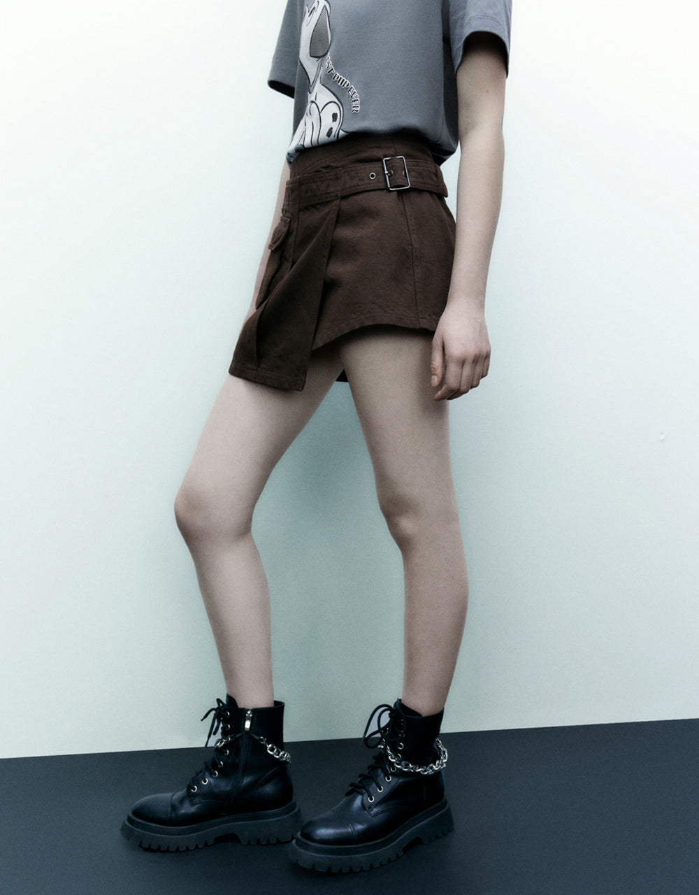 Mini Denim Skirt With Belt