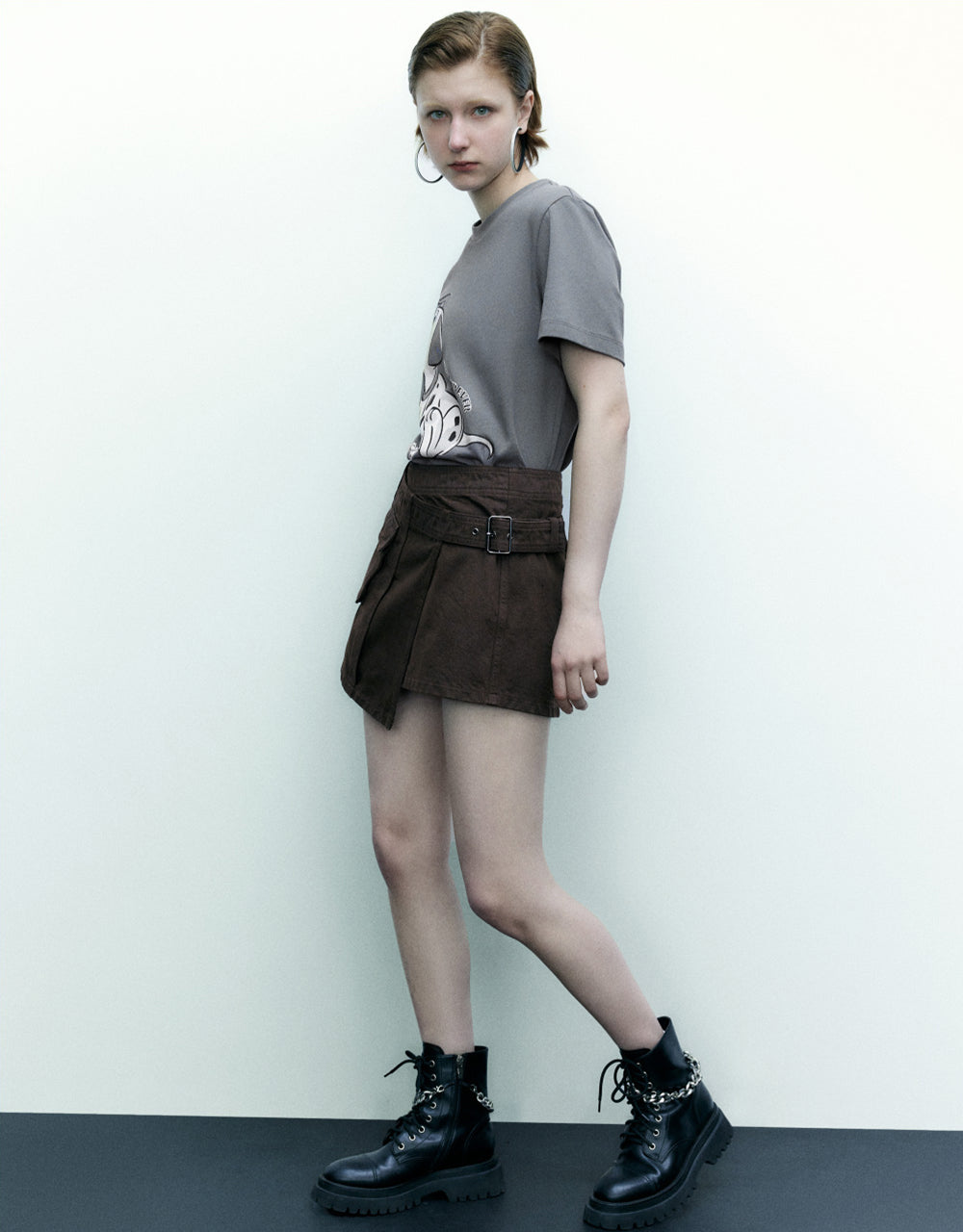 Mini Denim Skirt With Belt