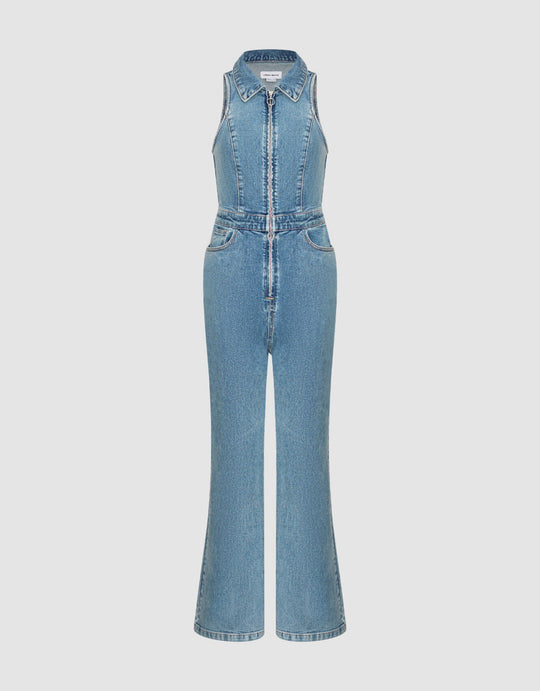 Sleeveless Skinny Denim Jumpsuits