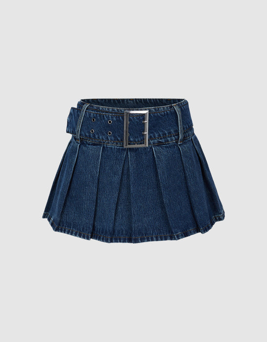 Mini  Denim Skirt With Belt
