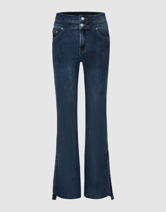 Double Button Flare Jeans