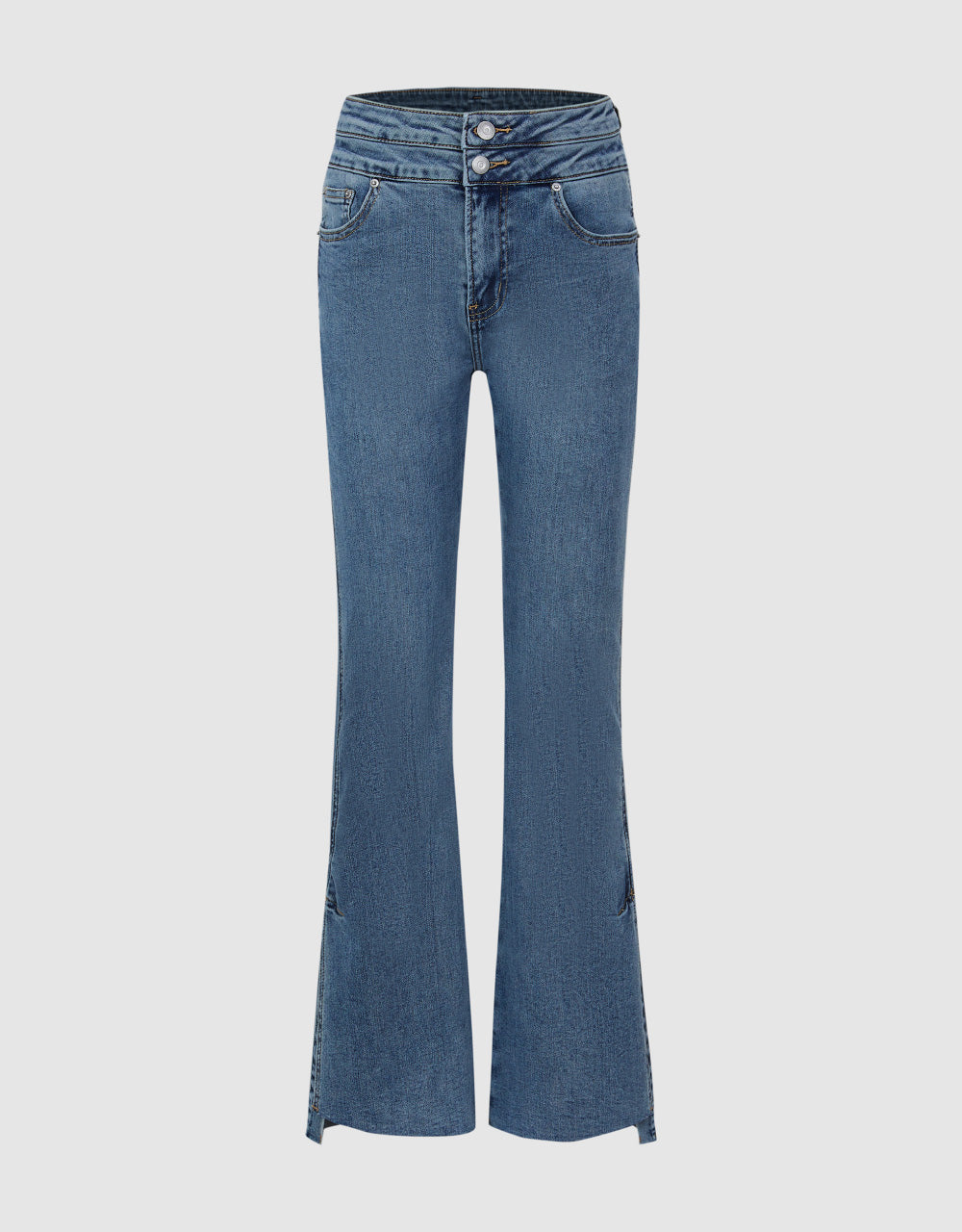 Double Button Flare Jeans