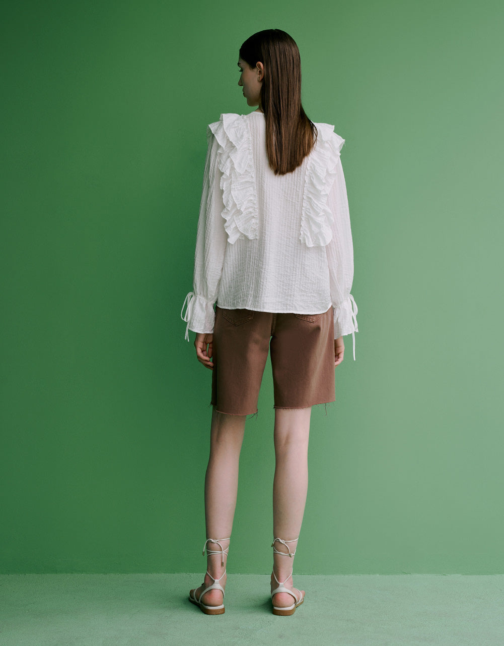 Raw Hem Mid-Waist Denim Shorts