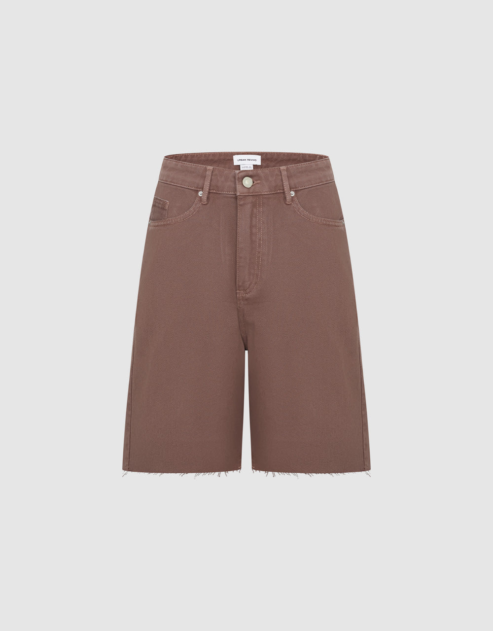 Raw Hem Mid-Waist Denim Shorts