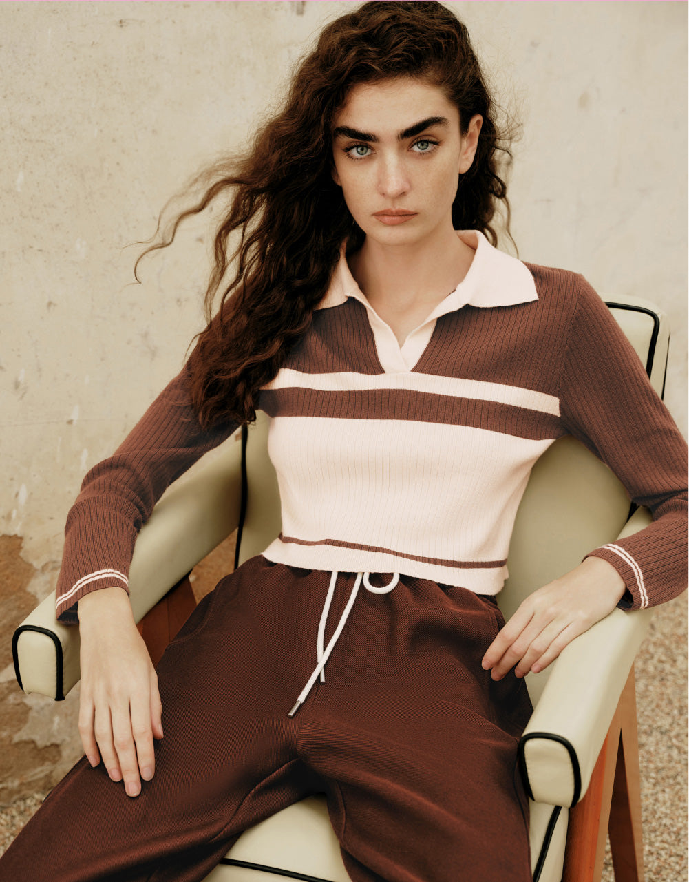 Cropped Polo Knit Jumper