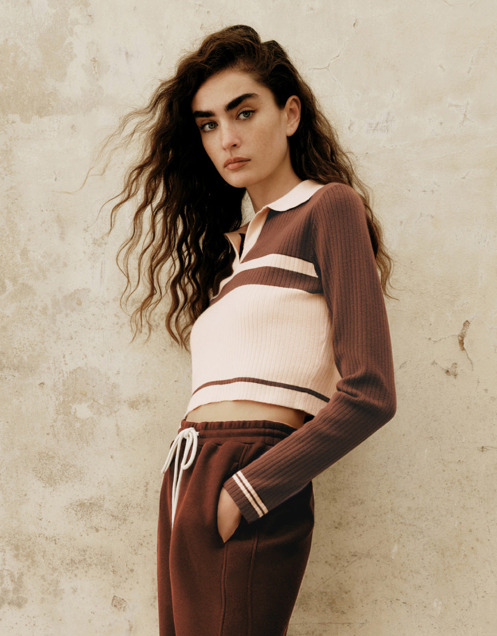 Cropped Polo Knit Jumper