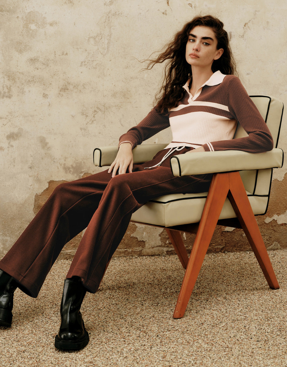 Cropped Polo Knit Jumper