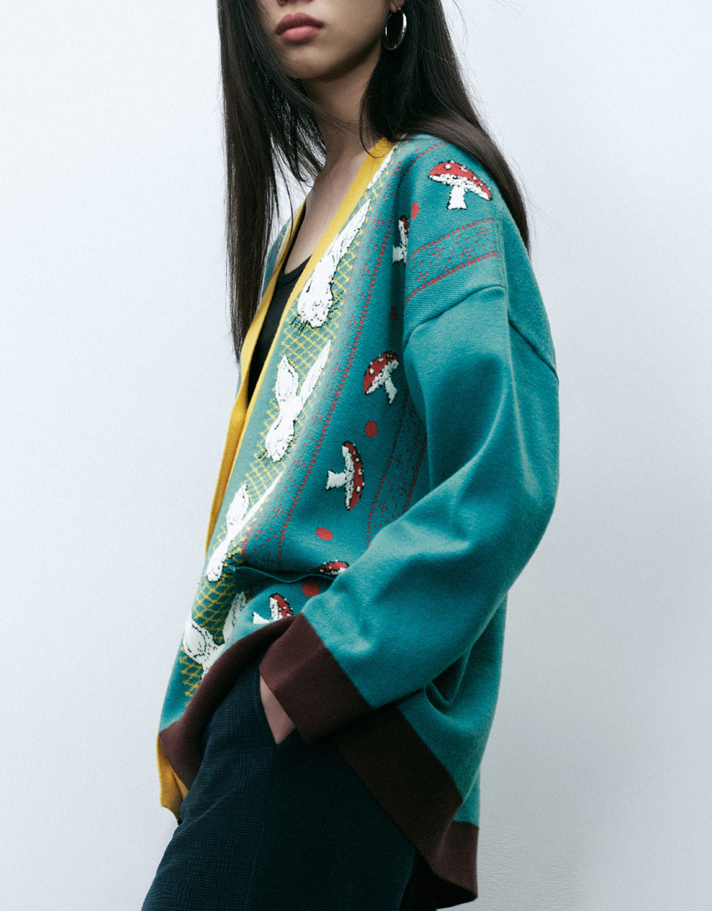 Constrast Bunny Knitted Cardigan