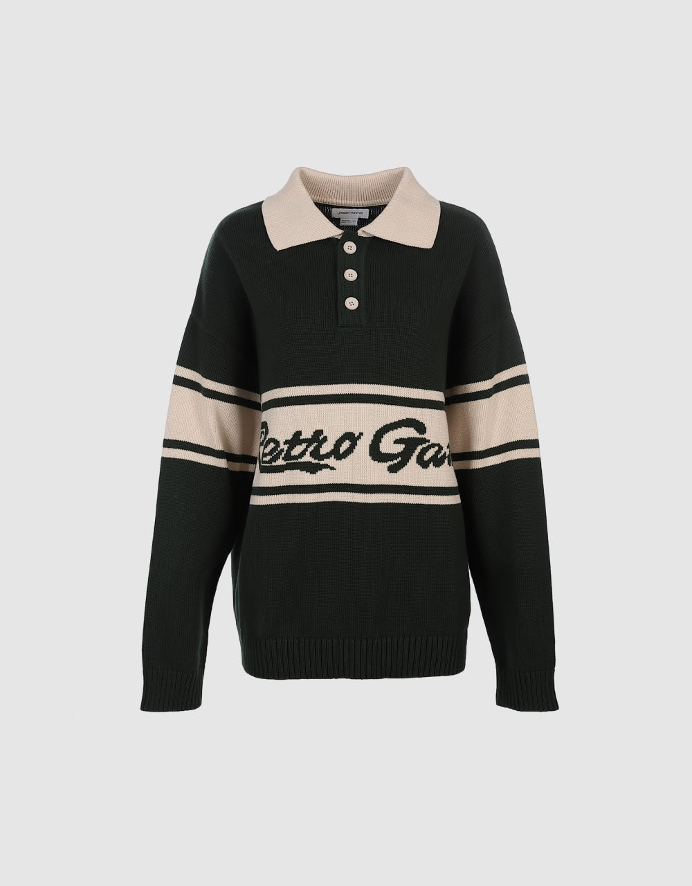 Horizontal Stripe Knit Polo Shirt
