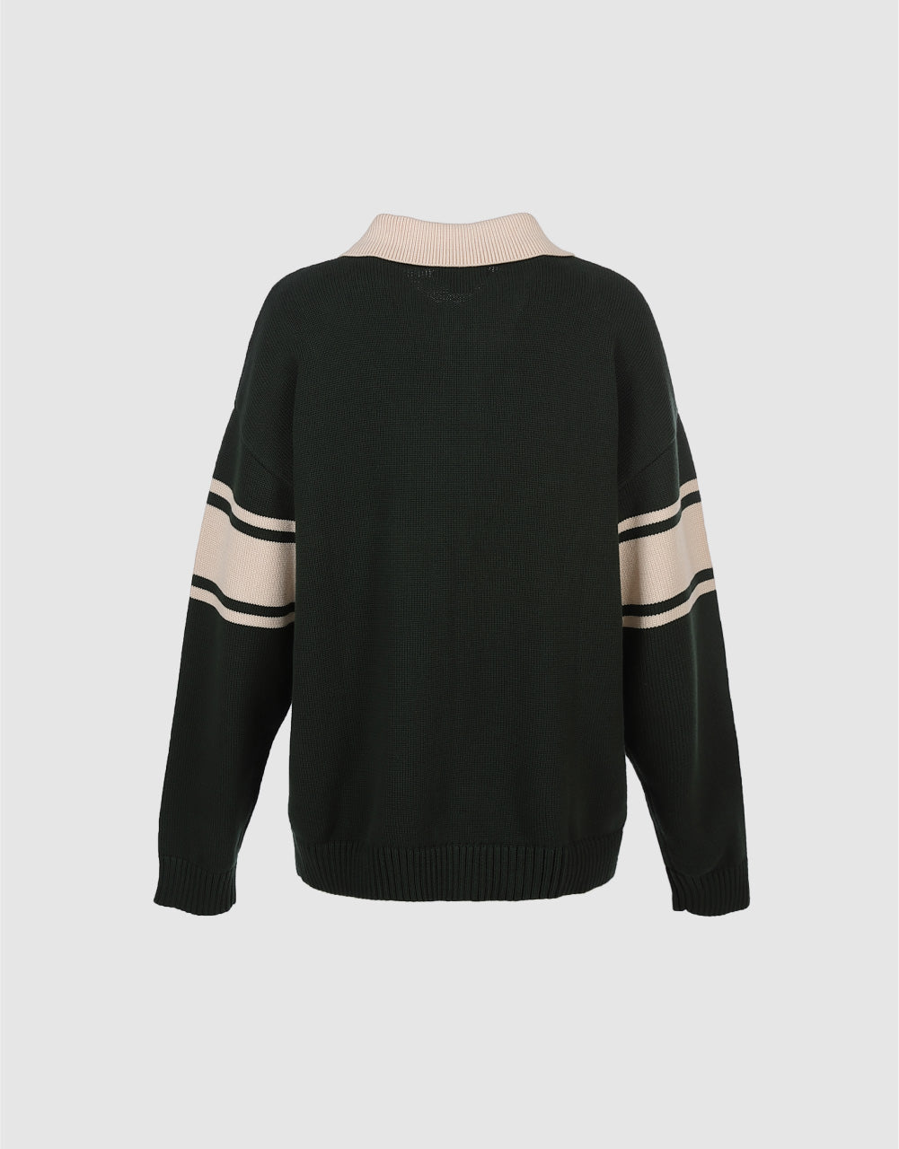 Horizontal Stripe Knit Polo Shirt