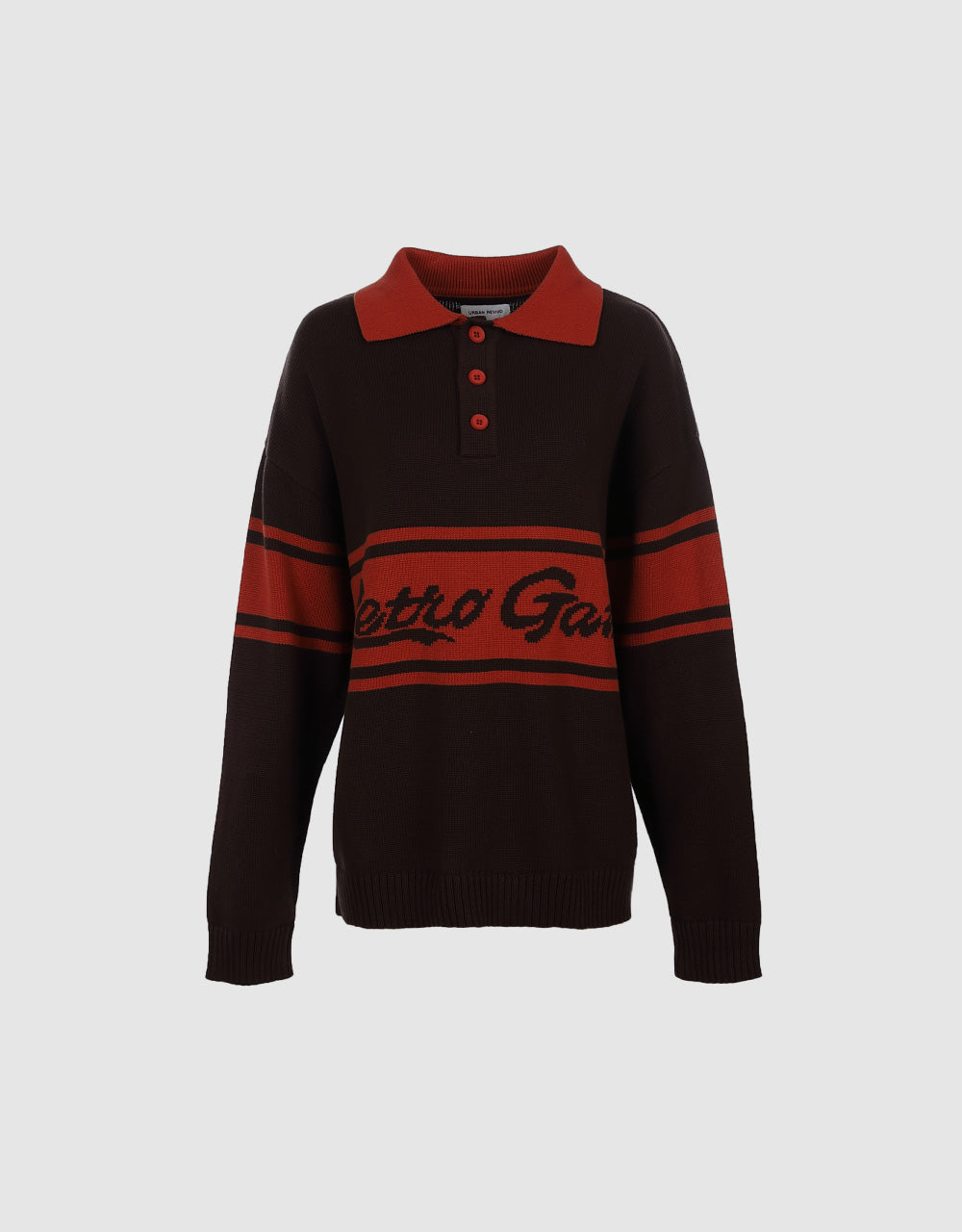 Horizontal Stripe Knit Polo Shirt