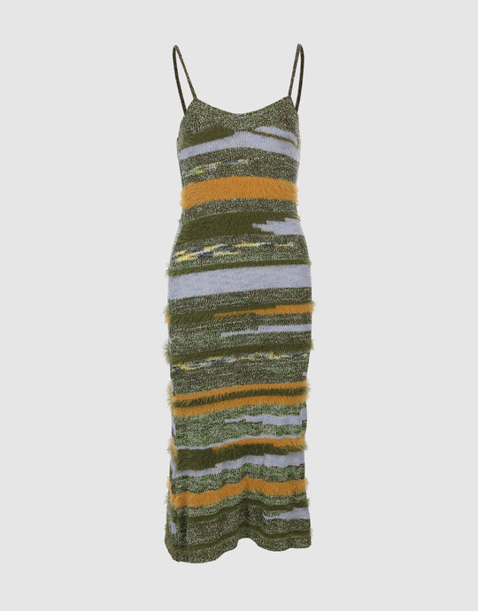 Colorful Striped Knitted Cami Dress