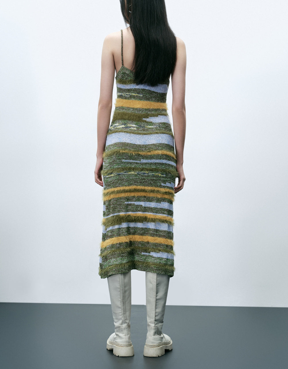 Colorful Striped Knitted Cami Dress