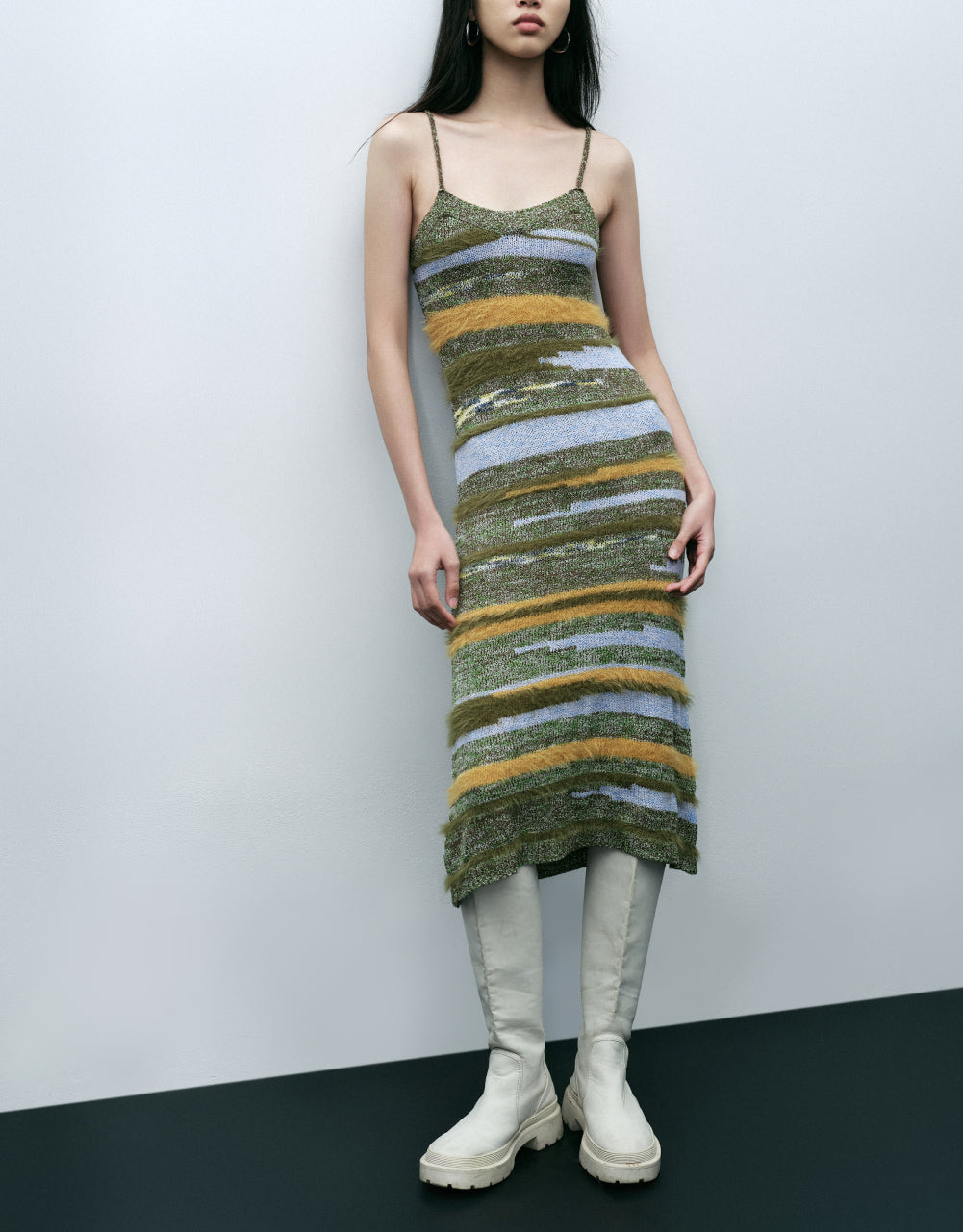 Colorful Striped Knitted Cami Dress