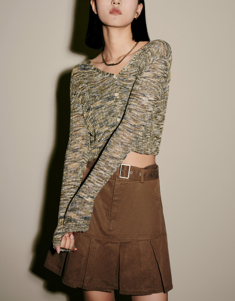 Button Up V-Neck Knitted Cardigan