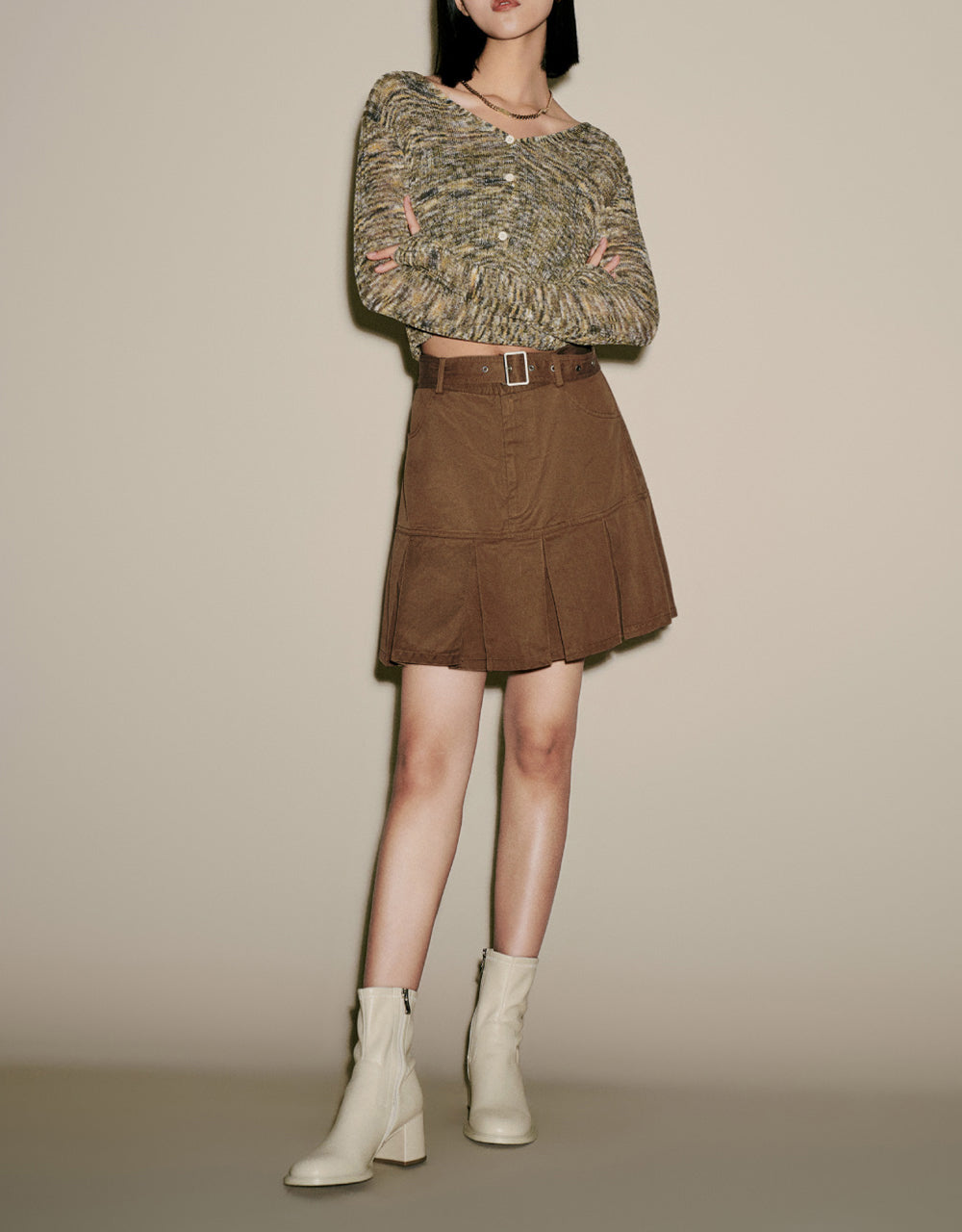 Button Up V-Neck Knitted Cardigan