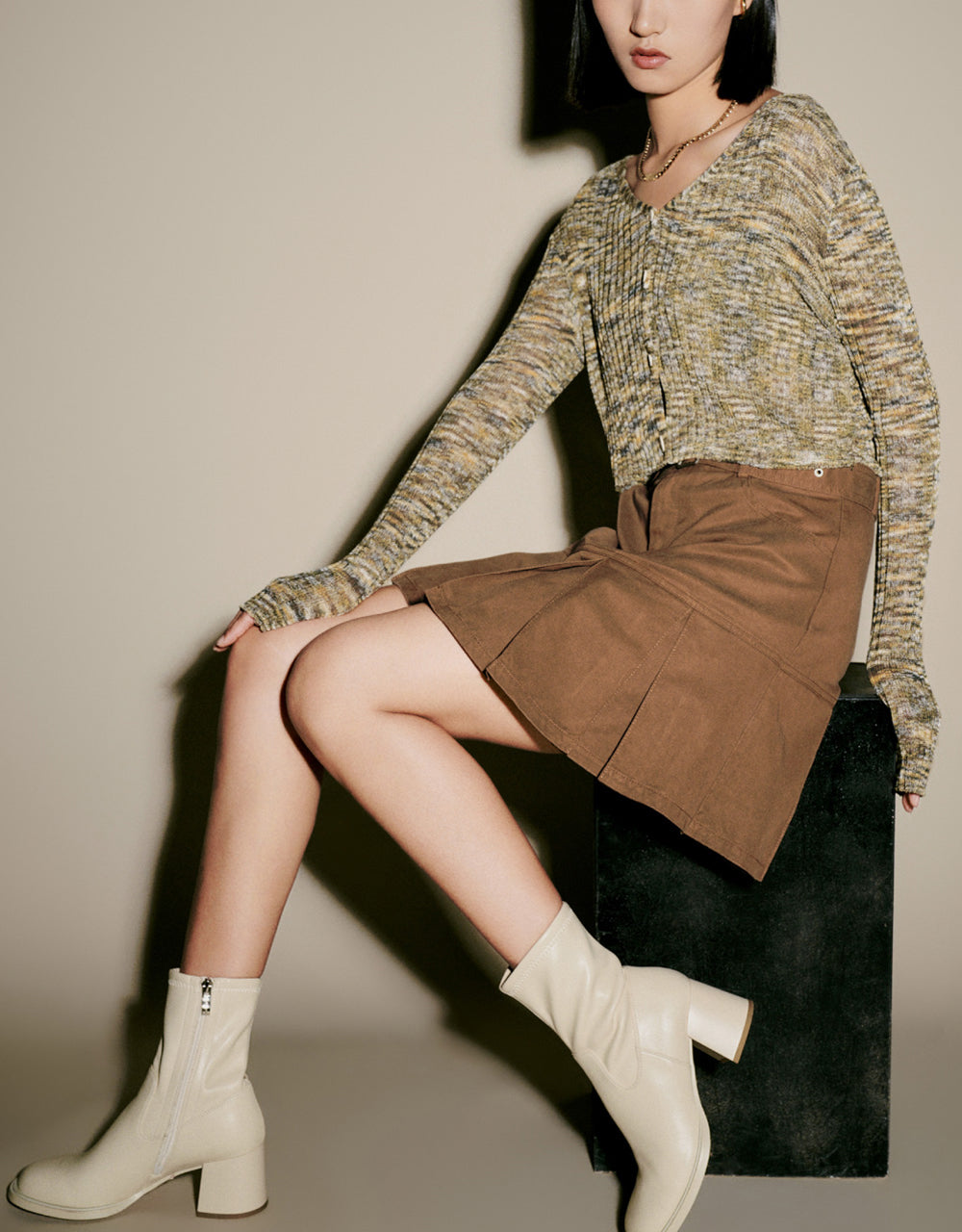 Button Up V-Neck Knitted Cardigan