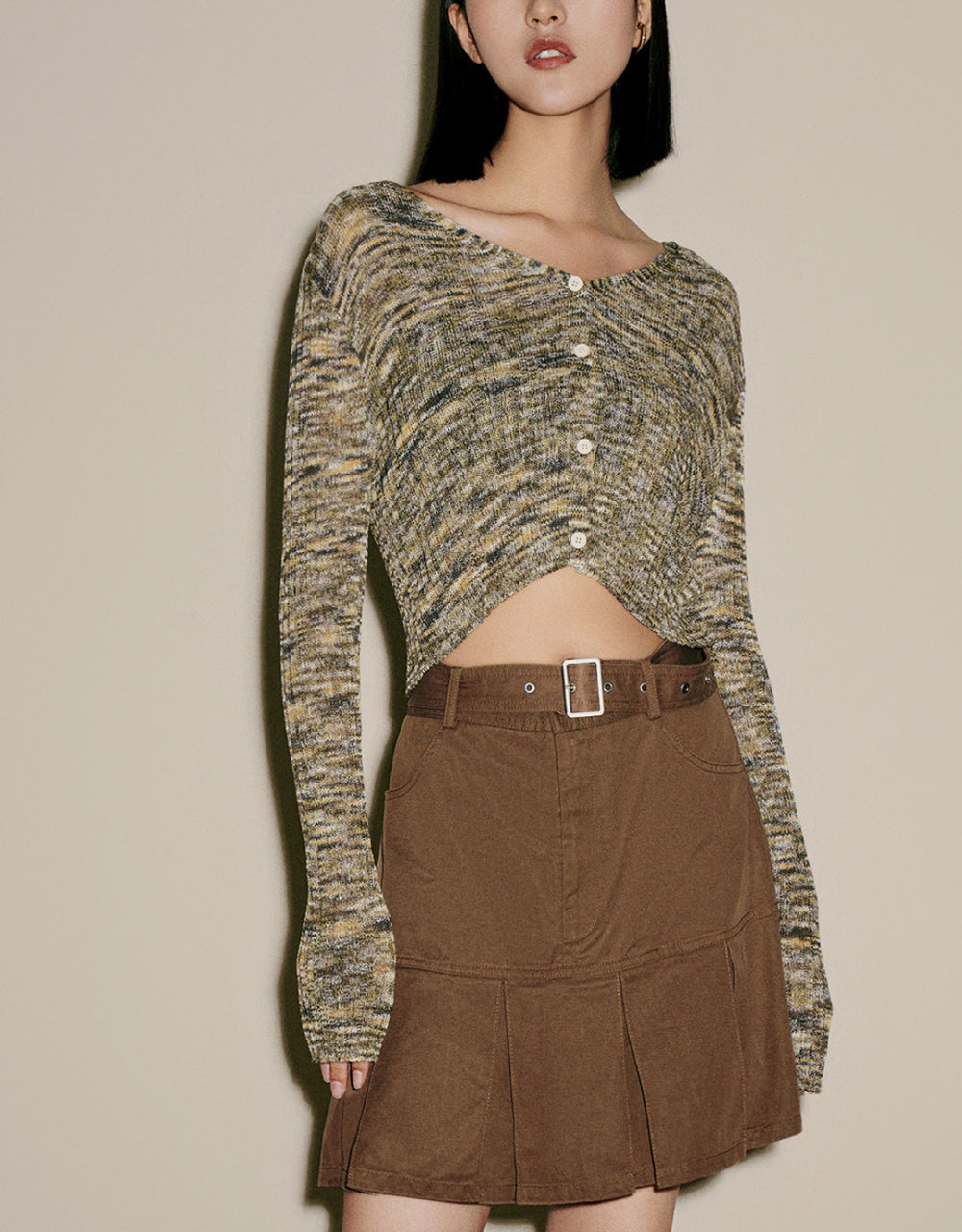 Button Up V-Neck Knitted Cardigan