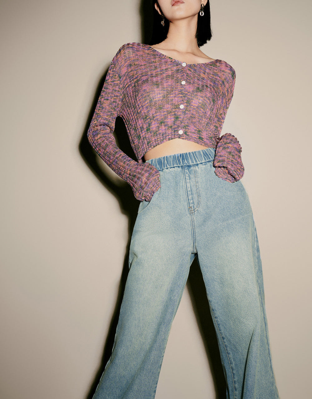 Button Up V-Neck Knitted Cardigan