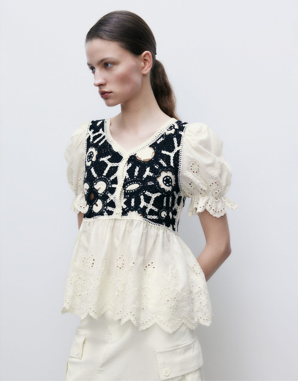 Puff Sleeve 2 In 1 Knitted T-Shirt