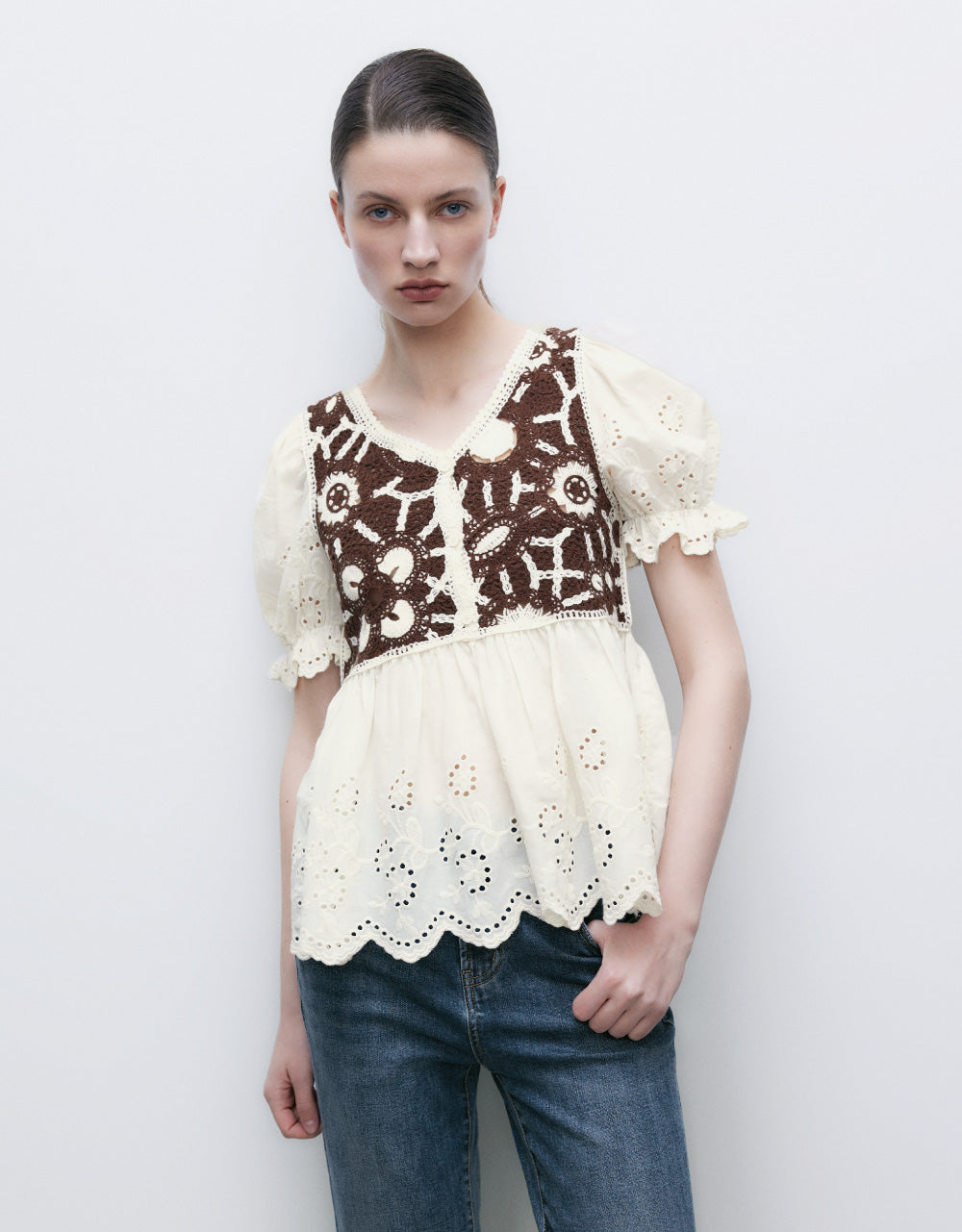 Puff Sleeve 2 In 1 Knitted T-Shirt